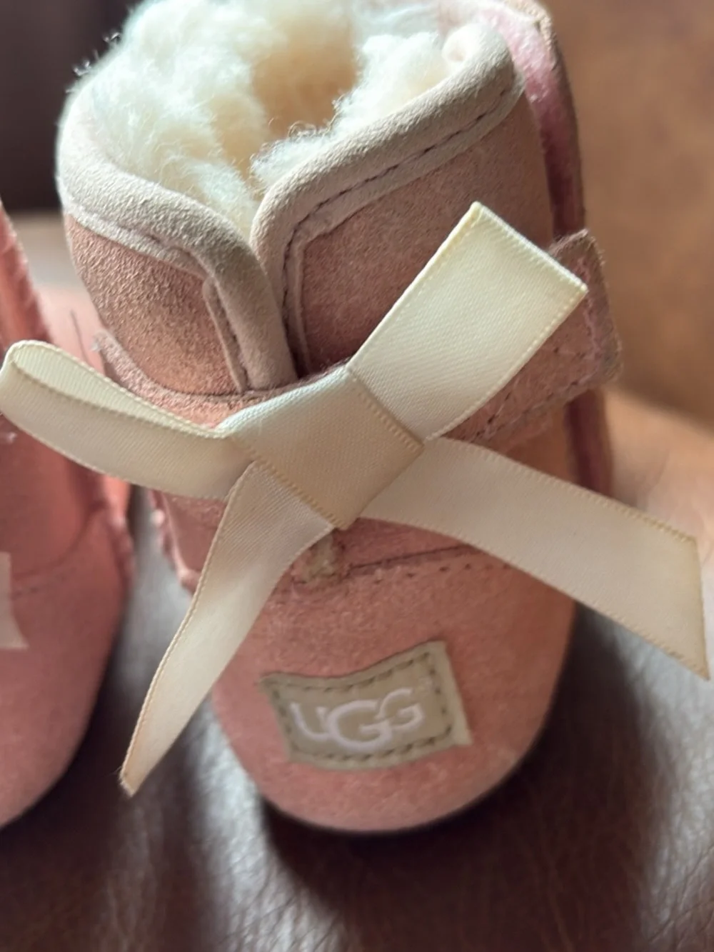 UGG Kids Pink Suede Shearling Booties